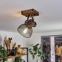 Plafonnier Orny Bois Fonce, Noir, 1 Lumiere