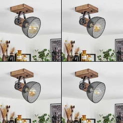 Plafonnier Orny Bois Fonce, Noir, 1 Lumiere