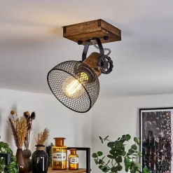 Plafonnier Orny Bois Fonce, Noir, 1 Lumiere