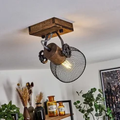 Plafonnier Orny Bois Fonce, Noir, 1 Lumiere