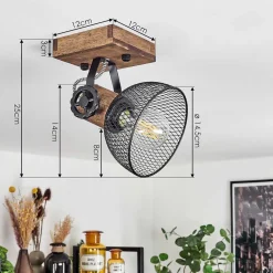 Plafonnier Orny Bois Fonce, Noir, 1 Lumiere