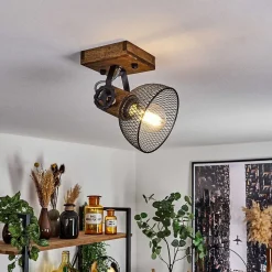 Plafonnier Orny Bois Fonce, Noir, 1 Lumiere