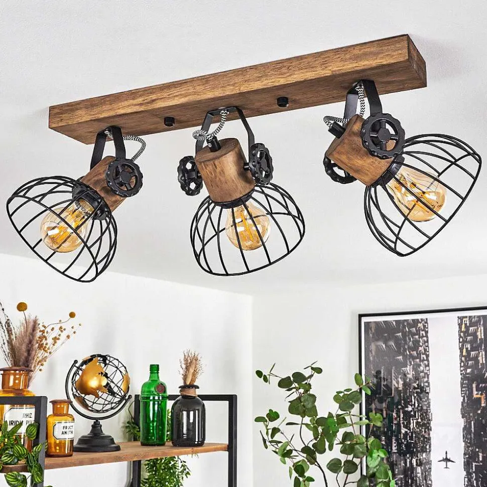 Plafonnier Orny Bois Fonce, Noir, 3 Lumieres