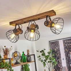 Plafonnier Orny Bois Fonce, Noir, 3 Lumieres