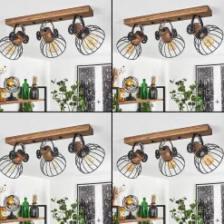 Plafonnier Orny Bois Fonce, Noir, 3 Lumieres