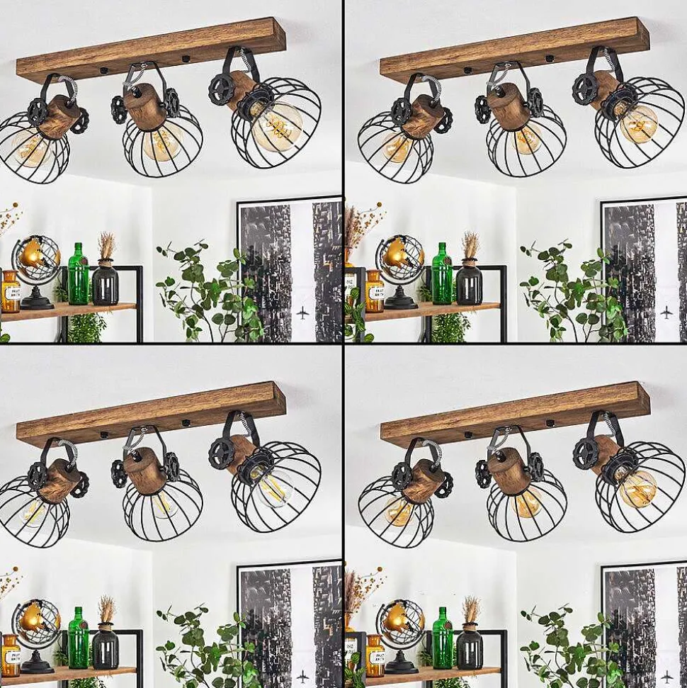 Plafonnier Orny Bois Fonce, Noir, 3 Lumieres