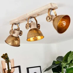 Plafonnier Orny Bronze, Bois Clair, 3 Lumieres