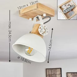 Plafonnier Orny Brun, Blanc, 1 Lumiere