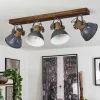 Plafonnier Orny Gris, Bois Fonce, 4 Lumieres