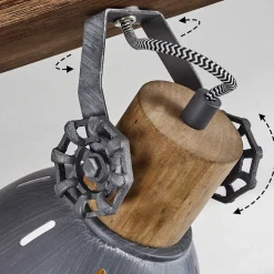 Plafonnier Orny Gris, Bois Fonce, 4 Lumieres