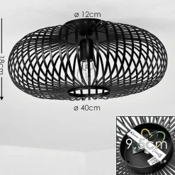 Plafonnier Ovari Noir, 1 Lumiere