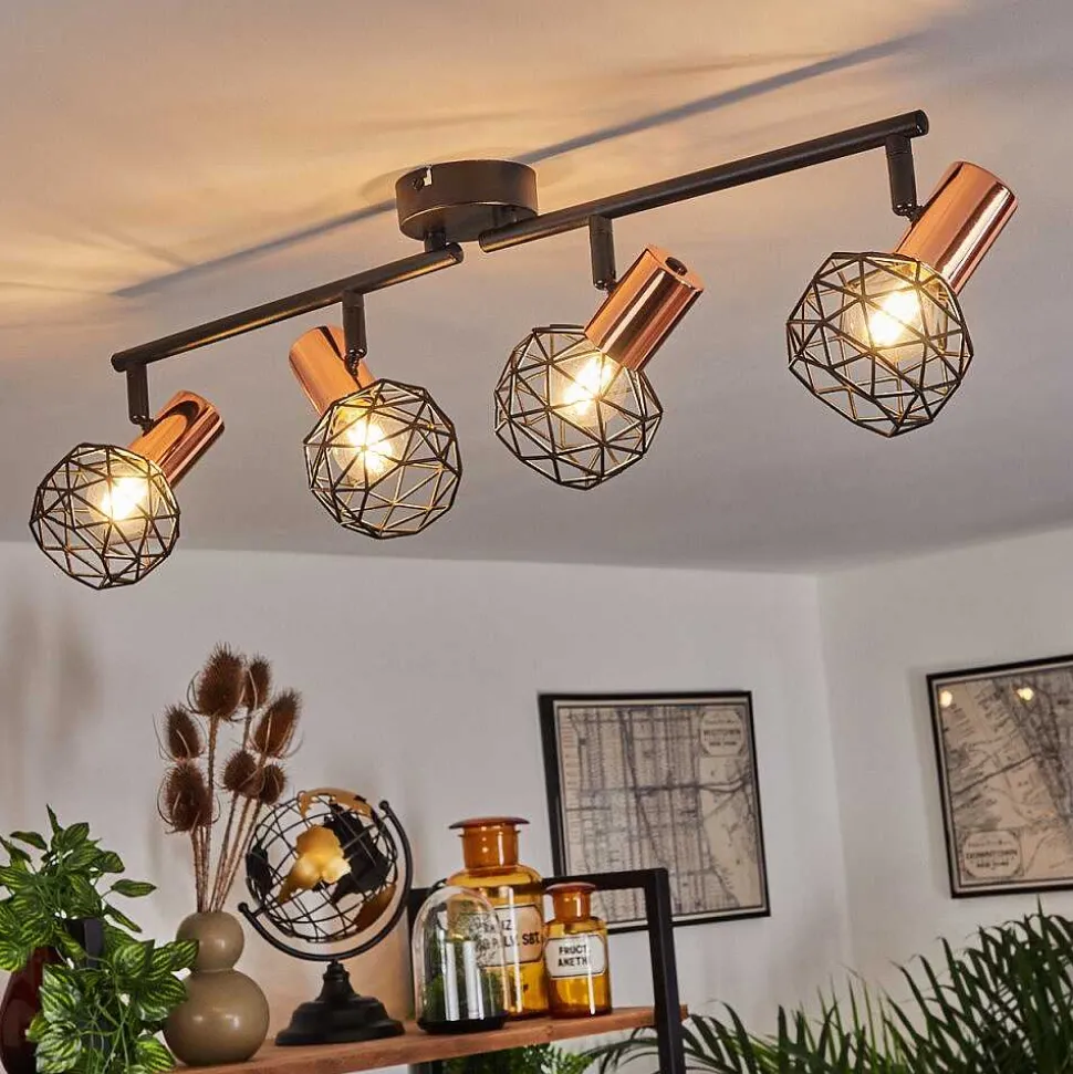 Plafonnier Palmira Cuivre, Noir, 4 Lumieres