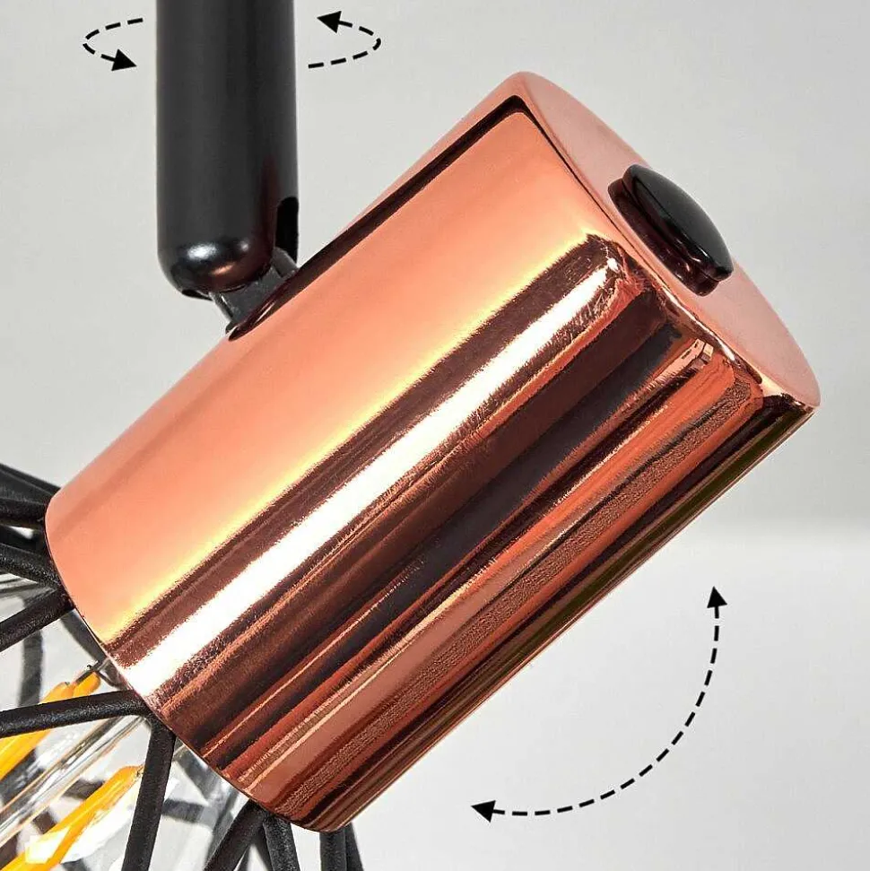 Plafonnier Palmira Cuivre, Noir, 4 Lumieres