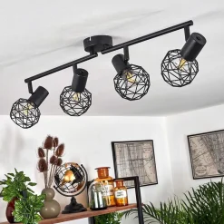 Plafonnier Palmira Noir, 4 Lumieres