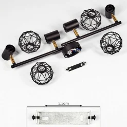 Plafonnier Palmira Or, Noir, 4 Lumieres