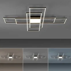 Plafonnier Paul Neuhaus Q-Asmin Led Noir, 2 Lumieres, Telecommandes