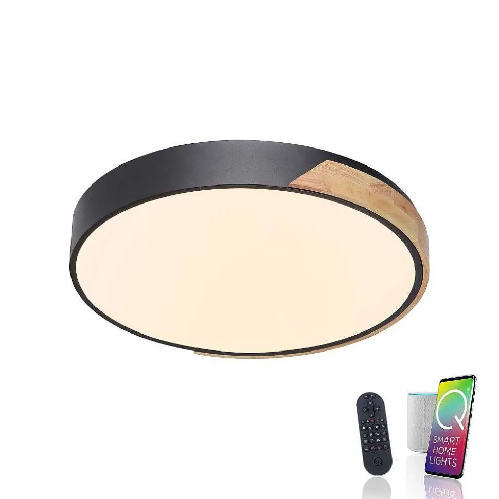 Plafonnier Paul Neuhaus Q-Bila Led Ecru, Noir, 1 Lumiere, Telecommandes