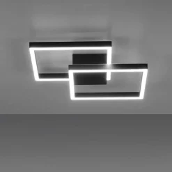 Plafonnier Paul Neuhaus Q-Marko Led Noir, 1 Lumiere, Telecommandes, Changeur De Couleurs