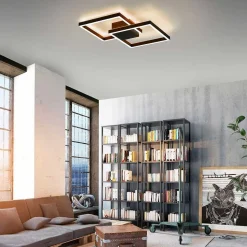 Plafonnier Paul Neuhaus Q-Marko Led Noir, 1 Lumiere, Telecommandes, Changeur De Couleurs