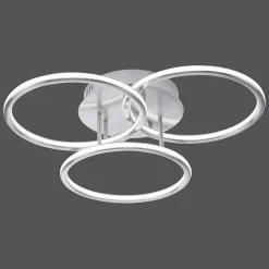 Plafonnier Paul Neuhaus Q-Nevio Led Nickel Mat, 3 Lumieres, Telecommandes