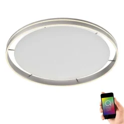 Plafonnier Paul Neuhaus Q-Vito Led Acier Inoxydable, 1 Lumiere, Telecommandes