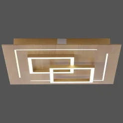 Plafonnier Paul Neuhaus Q-Linea Led Bois Clair, 4 Lumieres, Telecommandes