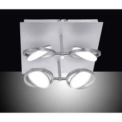 Plafonnier Paul Neuhaus Q-Orbit Led Aluminium, 4 Lumieres, Telecommandes