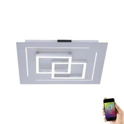 Plafonnier Paul Neuhaus Q-Linea Led Aluminium, 1 Lumiere, Telecommandes, Changeur De Couleurs