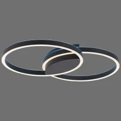 Plafonnier Paul Neuhaus Q-Marko Led Noir, 1 Lumiere, Telecommandes, Changeur De Couleurs