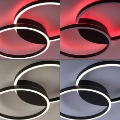 Plafonnier Paul Neuhaus Q-Marko Led Noir, 1 Lumiere, Telecommandes, Changeur De Couleurs