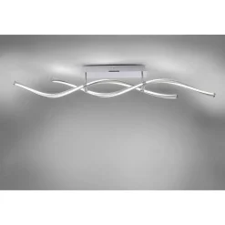 Plafonnier Paul Neuhaus Q-Malina Led Acier Inoxydable, 2 Lumieres, Telecommandes