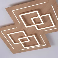 Plafonnier Paul Neuhaus Q-Linea Led Bois Clair, 8 Lumieres, Telecommandes