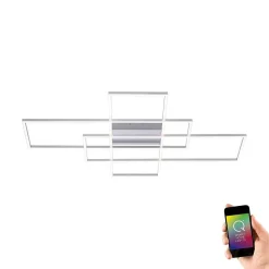 Plafonnier Paul Neuhaus Q-Inigo Led Nickel Mat, 3 Lumieres, Telecommandes