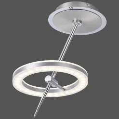 Plafonnier Paul Neuhaus Q-Amy Led Acier Inoxydable, 2 Lumieres, Telecommandes