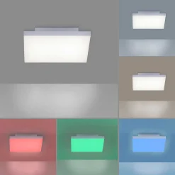 Plafonnier Paul Neuhaus Q-Flag Led Blanc, 1 Lumiere, Telecommandes, Changeur De Couleurs