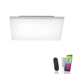 Plafonnier Paul Neuhaus Q-Flag Led Blanc, 1 Lumiere, Telecommandes, Changeur De Couleurs