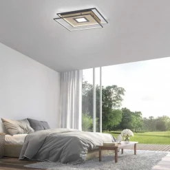 Plafonnier Paul Neuhaus Q-Amira Led Noir, 1 Lumiere, Telecommandes