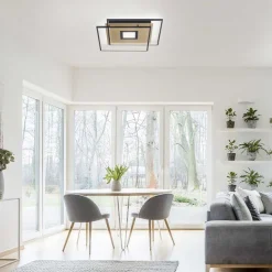 Plafonnier Paul Neuhaus Q-Amira Led Noir, 1 Lumiere, Telecommandes