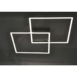 Plafonnier Paul Neuhaus Q-Inigo Led Acier Inoxydable, 2 Lumieres, Telecommandes