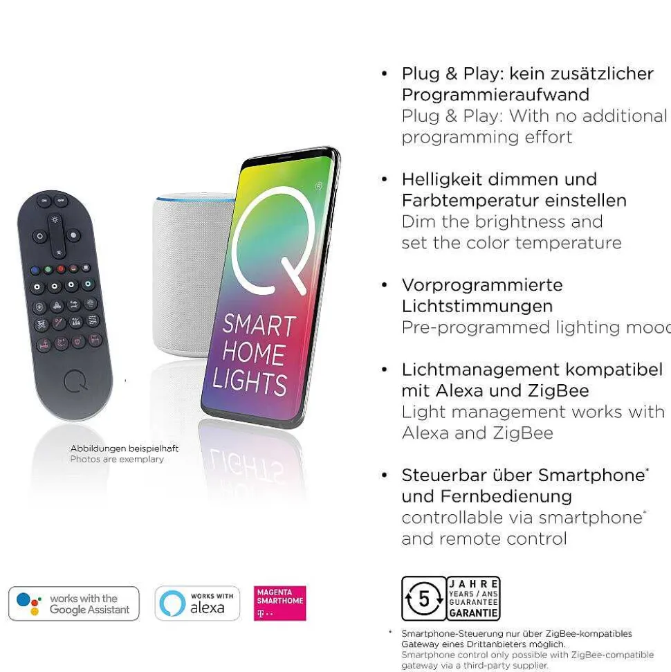 Plafonnier Paul Neuhaus Q-Emilia Led Gris, Couleur Bois, 1 Lumiere, Telecommandes