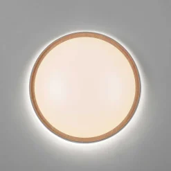 Plafonnier Paul Neuhaus Q-Emilia Led Gris, Couleur Bois, 1 Lumiere, Telecommandes
