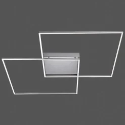 Plafonnier Paul Neuhaus Q-Inigo Led Acier Inoxydable, 2 Lumieres, Telecommandes