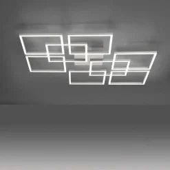 Plafonnier Paul-Neuhaus Q-Inigo Led Acier Brosse, 7 Lumieres, Telecommandes