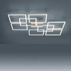 Plafonnier Paul-Neuhaus Q-Inigo Led Acier Brosse, 7 Lumieres, Telecommandes