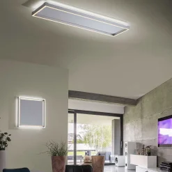 Plafonnier Paul-Neuhaus Q-Kaan Led Acier Brosse, 2 Lumieres, Telecommandes