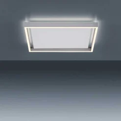 Plafonnier Paul-Neuhaus Q-Kaan Led Acier Brosse, 2 Lumieres, Telecommandes