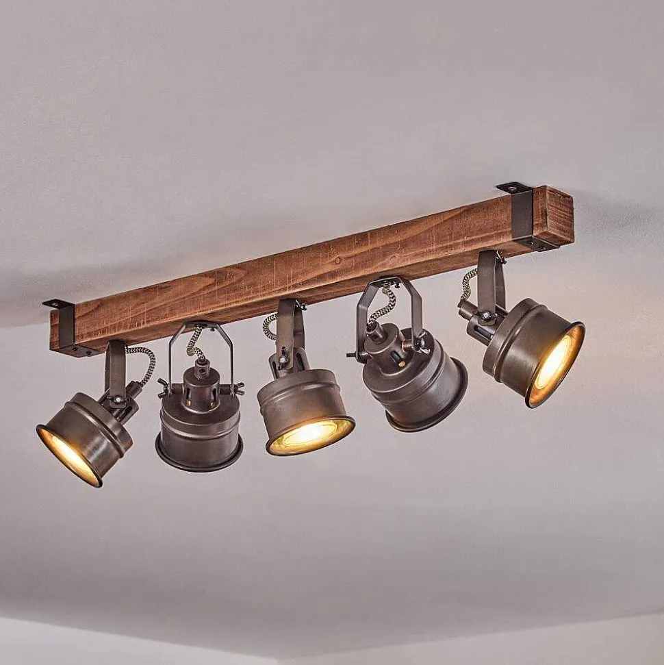 Plafonnier Pehefito Brun, Noir, 5 Lumieres