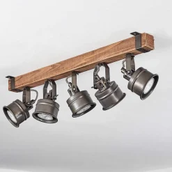 Plafonnier Pehefito Brun, Noir, 5 Lumieres