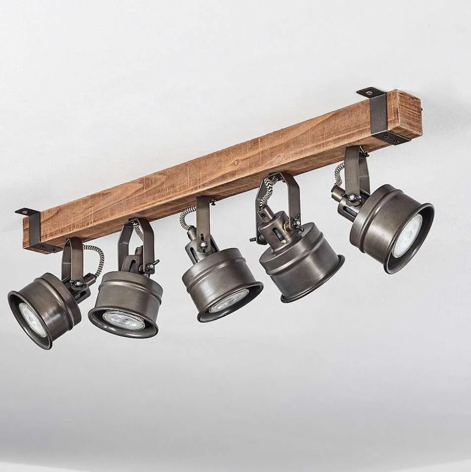 Plafonnier Pehefito Brun, Noir, 5 Lumieres