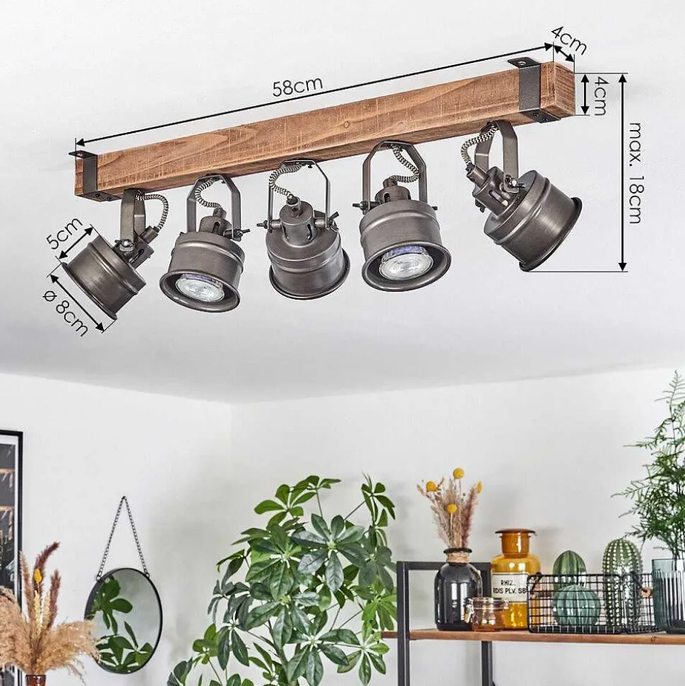 Plafonnier Pehefito Brun, Noir, 5 Lumieres